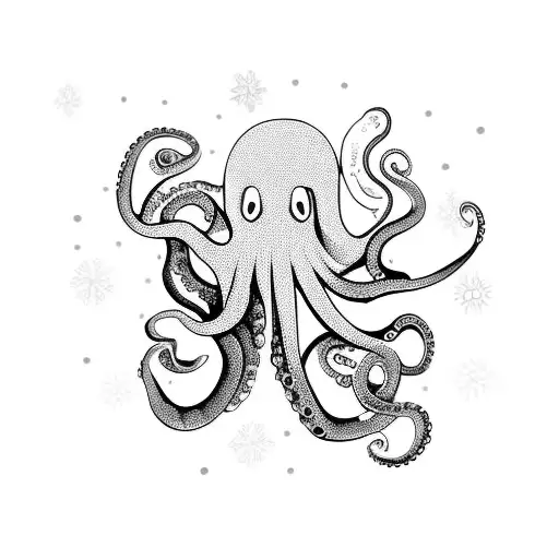 An Octopus Playing A Guitar On A Snowy Mountain Peak