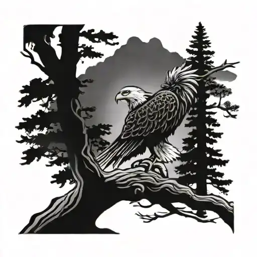 Cedar Tree With Eagle Sitting On It