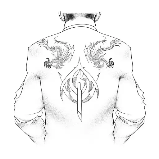 A Man With A Dragon Tattoo On His Back