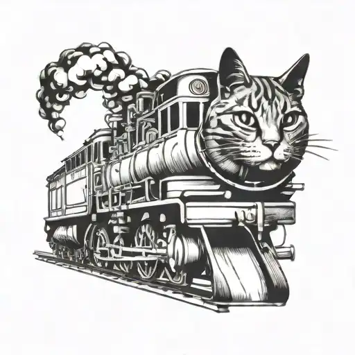 Cat And Train Traveling