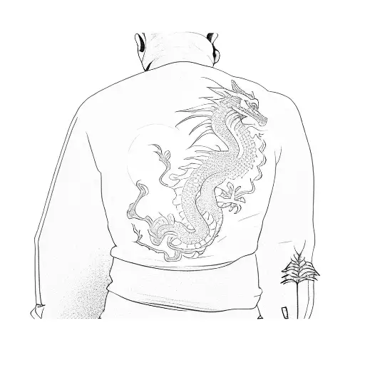 Dragon Tattoo On His Back