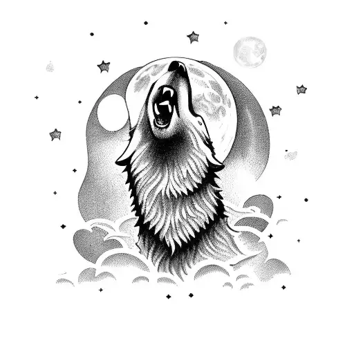 A Wolf Howling At The Moon With The Word 'Liberdade' In Elegant Typography