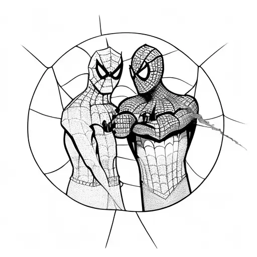 Two Spiderman Of The Multiverse That Are Recognized By Their Spider Sense Looking At Each Other