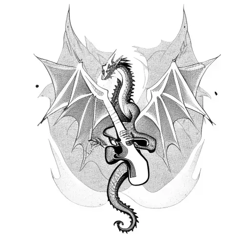 A Dragon Playing A Guitar