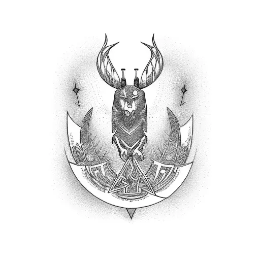 A Tarot Card With A Blackwork Style Featuring A Powerful Symbol Related To Advertising