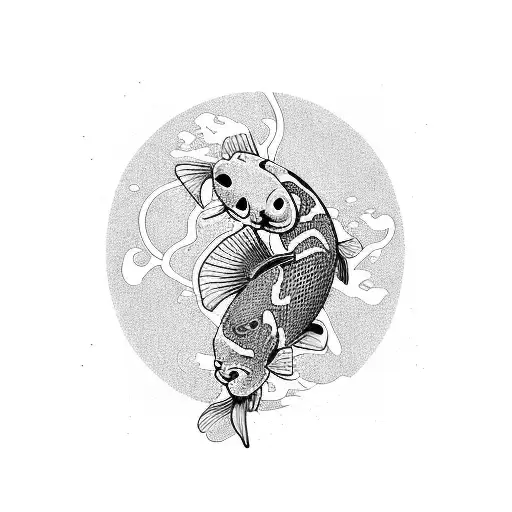 Koi Fish With Red And Black