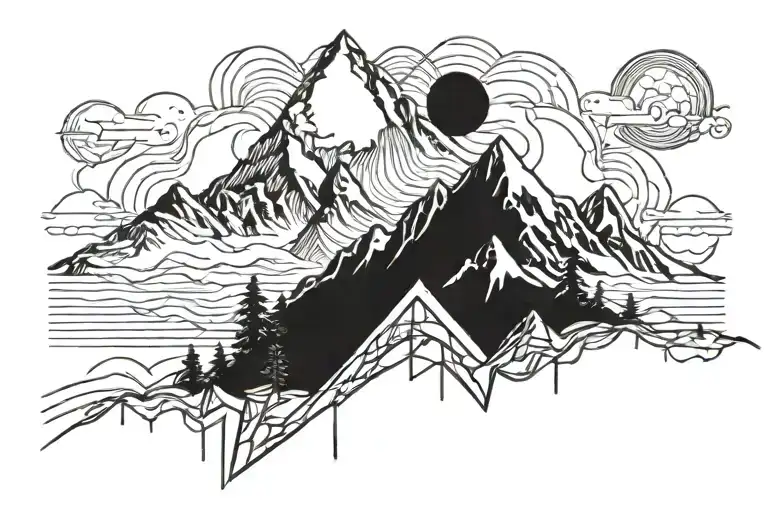 Adrenaline Structure With Mountain Range Silhouette