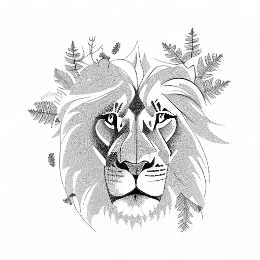 A Majestic Lion Surrounded By A Lush Forest