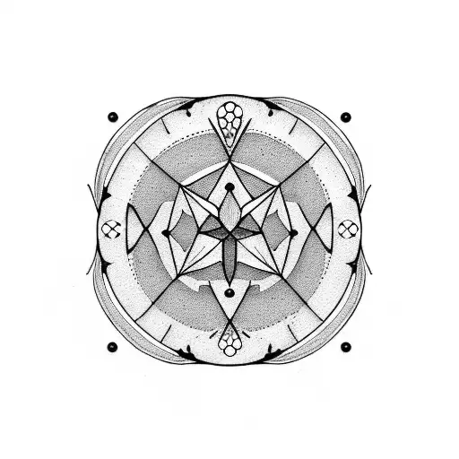 A Dotwork Tattoo Of A Vinyl Record With A Virgo Zodiac Pattern On It