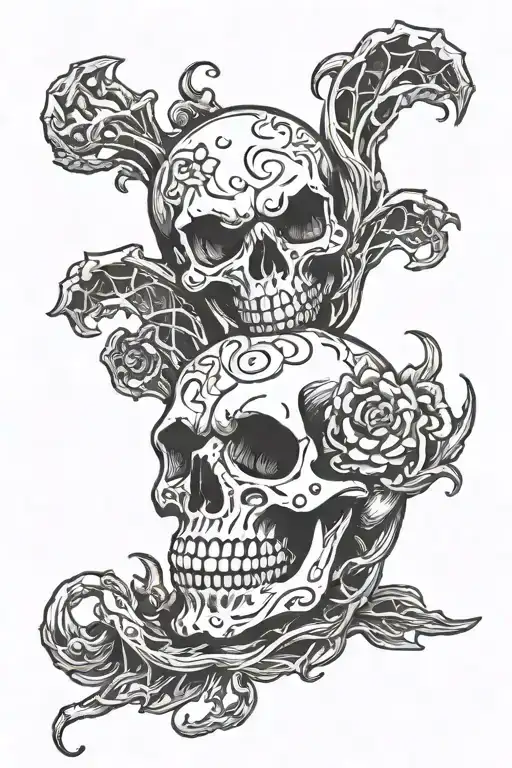 A Skull With A Child's Foot And A Charmander On The Side With Kani Written On It