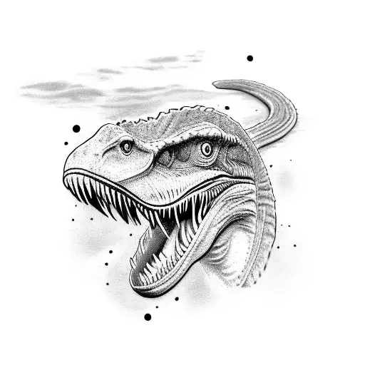 Velociraptor On A Leash With A Dog Holding It