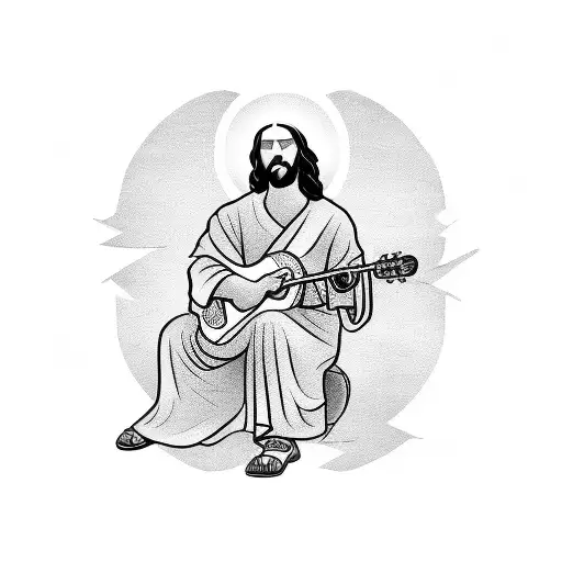 Jesus Playing Guitar With A Camera