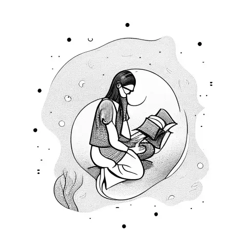 A Silhouette Of A Person Reading A Book Under A Moonlit Sky