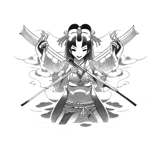 Japanese Girl With Katana In Bikini