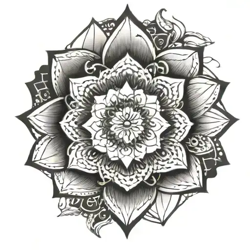 A Surreal Combination Of A Lotus Flower And A Geometric Mandala Representing Spiritual Awakening