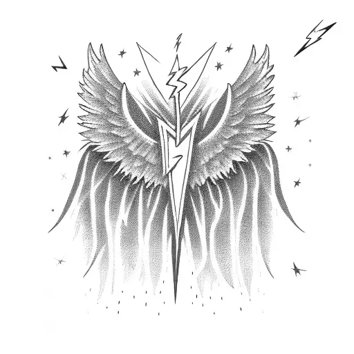 Lightning Bolt With Angel Wings