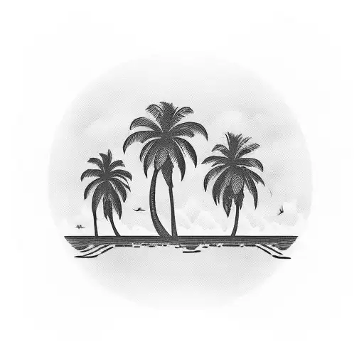 A Palm Tree Silhouette Against A Vibrant Sunset Backdrop