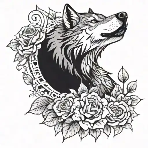Wolf Blended By Roses
