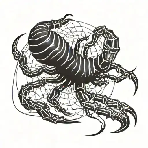 Large Scorpion With Spider Webbing Background