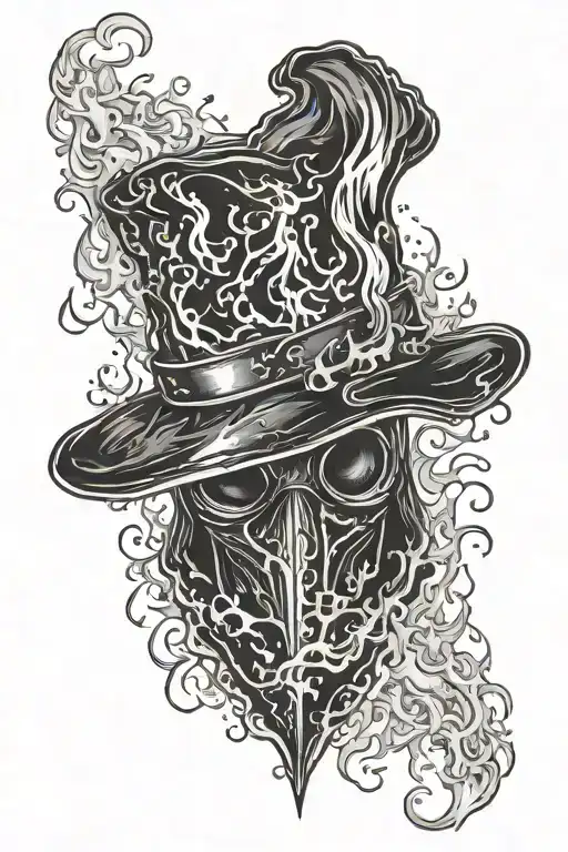 Black Plague Doctors Mask Engulfed In Flames