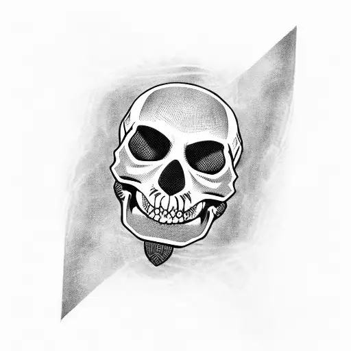 Harlequin With Removable Face Mask Underneath Is Skull