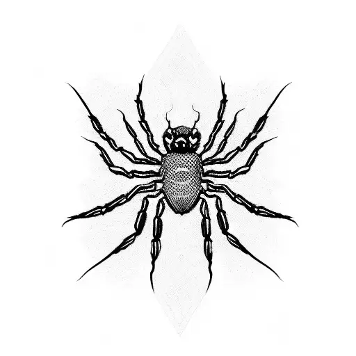 A Detailed Sketch Of A Spider With Intricate Terror-themed Patterns
