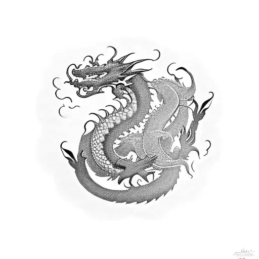 Dragon Japones Con Nubes