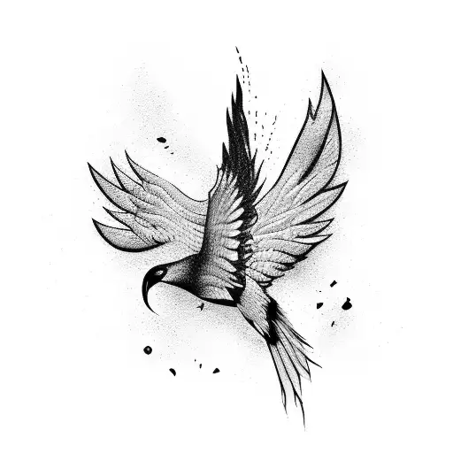 A Broken Wing Fallen Into Water With Birds Coming From It