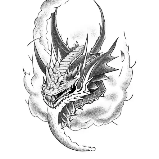 A Dragon Breathing Fire Amidst A Stormy Night Sky