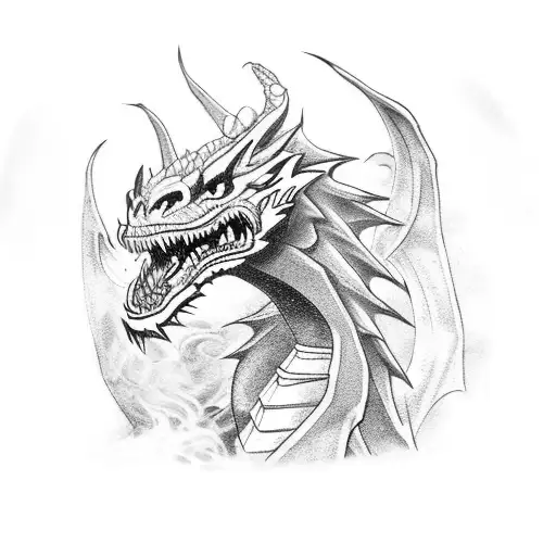 A Fierce Dragon Breathing Fire In A Medieval Fantasy Setting