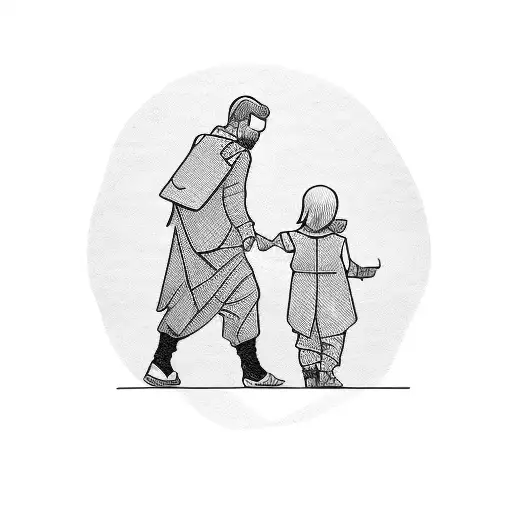 A Stack Of Money With A Father And Child Silhouette