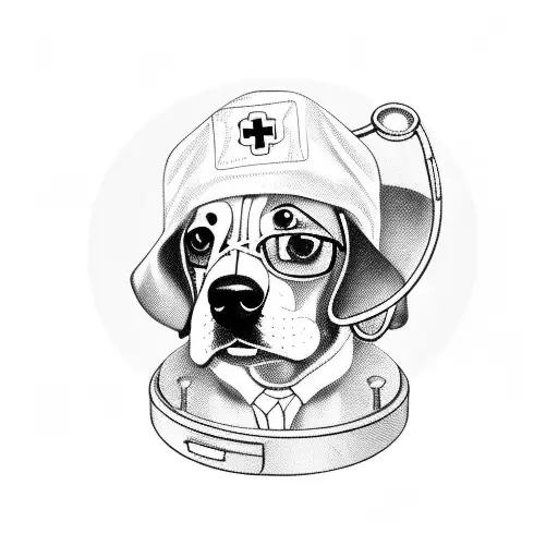 A Beagle Dog Wearing A Nurse's Hat And Holding A Stethoscope