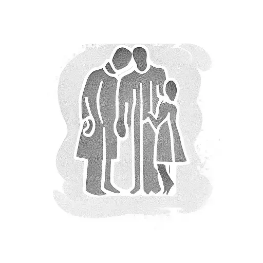 A Silhouette Of A Family Holding Hands With The Name Alexandros Written In Elegant Script