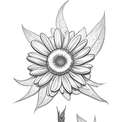 A Daisy With Laurel Leaves