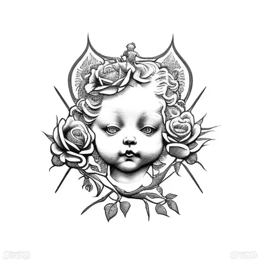Cherub And Roses