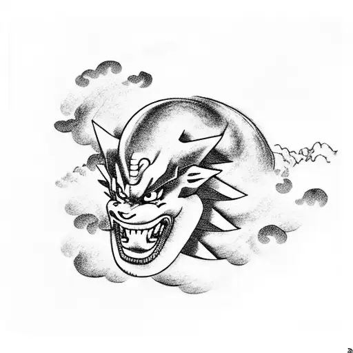 Shenlong Coming Out Of A Cloud With Goku In His Head