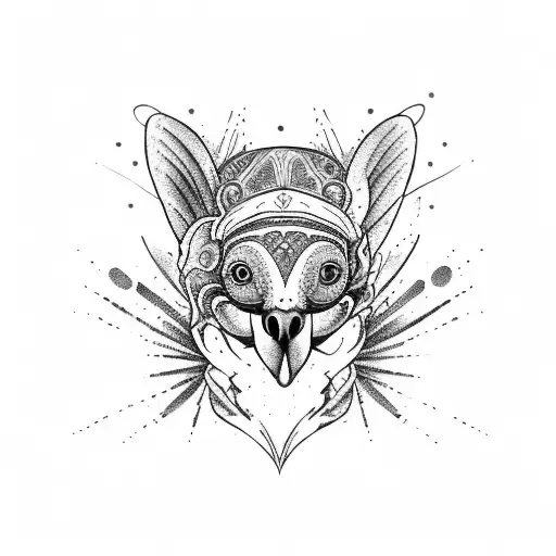 A Blue Parrot Playing With A White And Brown Dog And One Gray Cat