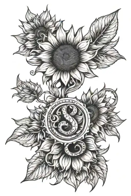 Scorpio Zodiac Sign And Sunflower Blooming With Numbers 8 And 24