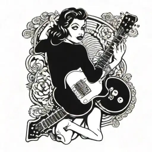 A Classic Truck Transformed Into A Sexy Pin-up Girl Playing A Guitar