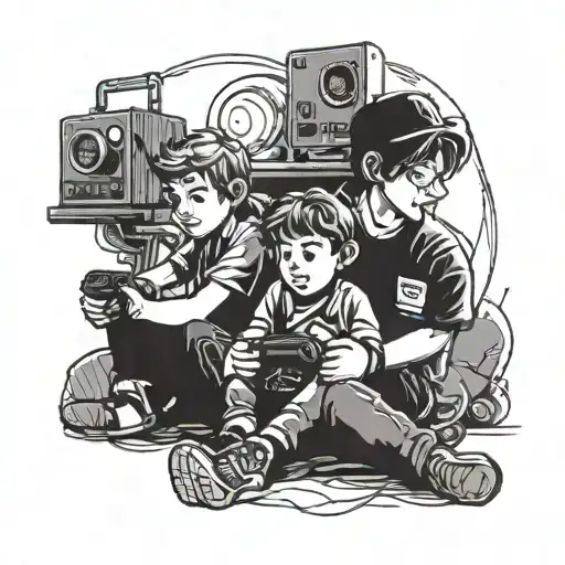 Father And Son Playing Videogames In The Dark On A Nintendo 64