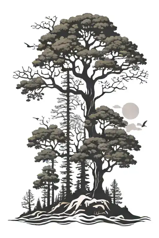 A Mystical Forest Scene Inspired Tall Trees Growing