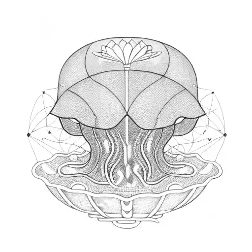 A Geometric Design Of A Jellyfish Floating In A Coffee Cup