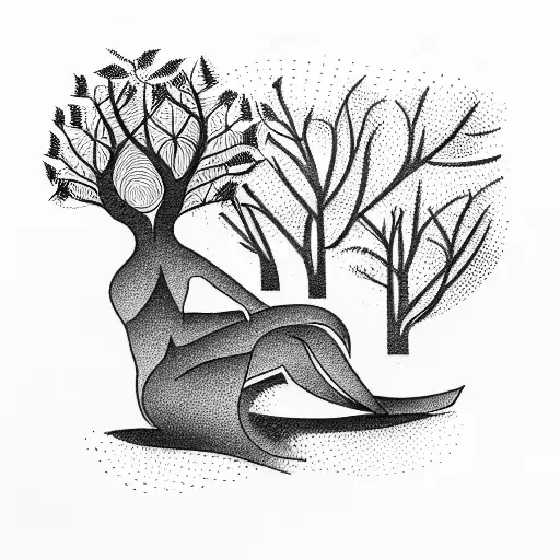 Girl Sitting Under Tree