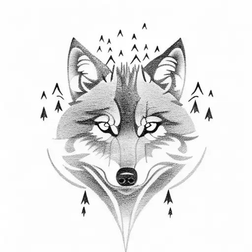 A Thunderstorm Over A Forest And A Small Wolf In The Distance