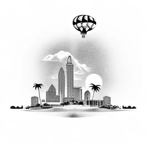 Scarface World Is Yours Blimp With Miami Skyline And Money