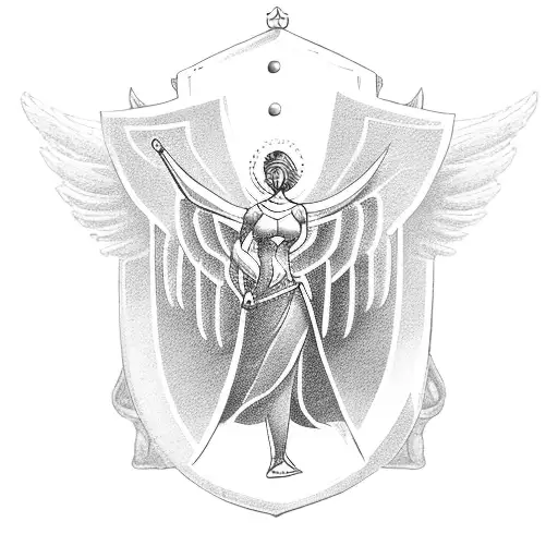 A Guardian Angel Protecting A Person With A Shield That Bears The Inscription 'Born To Win'