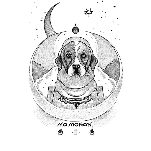 Moon Tarot Card With Dogs And Birds