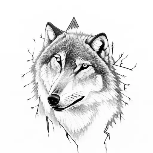 Forest With A Lightning Storm And A Distance Wolf Howling