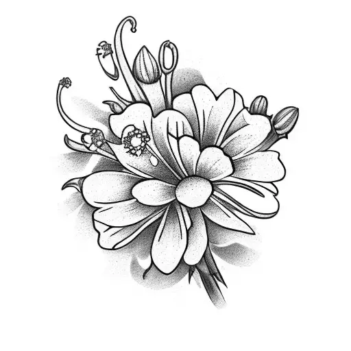 A Bouquet Of Daisy Carnations And Lily Of The Valley