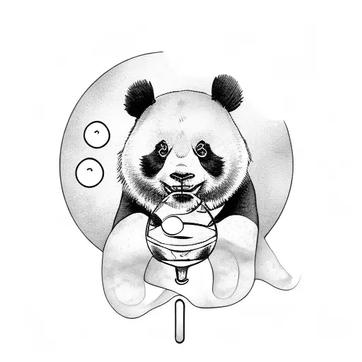 Sitting Panda Blowing Soap Bubbles
